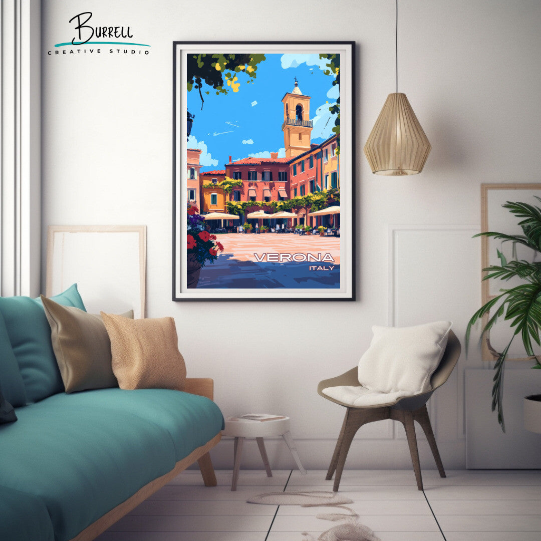 Verona Italy Architecture Travel Poster & Wall Art Poster Print