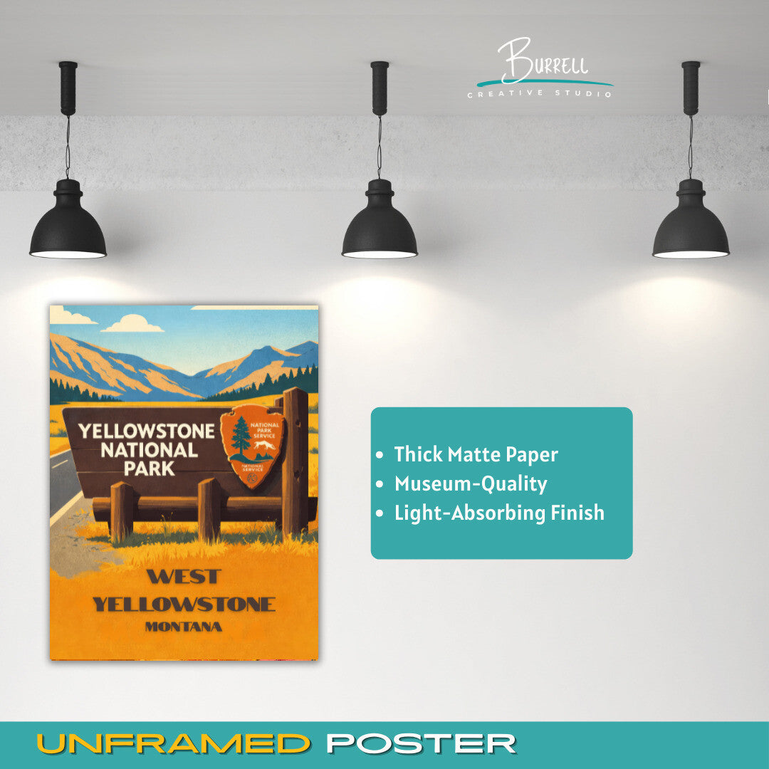 West Yellowstone Montana Park Entrance Travel Posters & Wall Art Poster Print