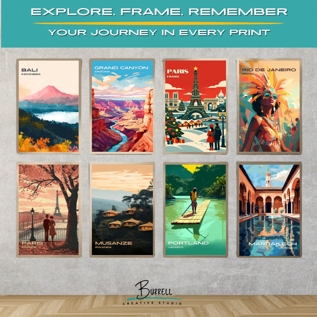 Paris France Christmas Travel Poster &