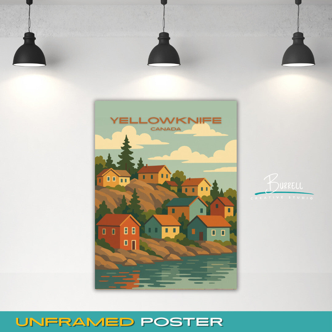Yellowknife Canada Old Town Travel Poster & Wall Art Poster Print