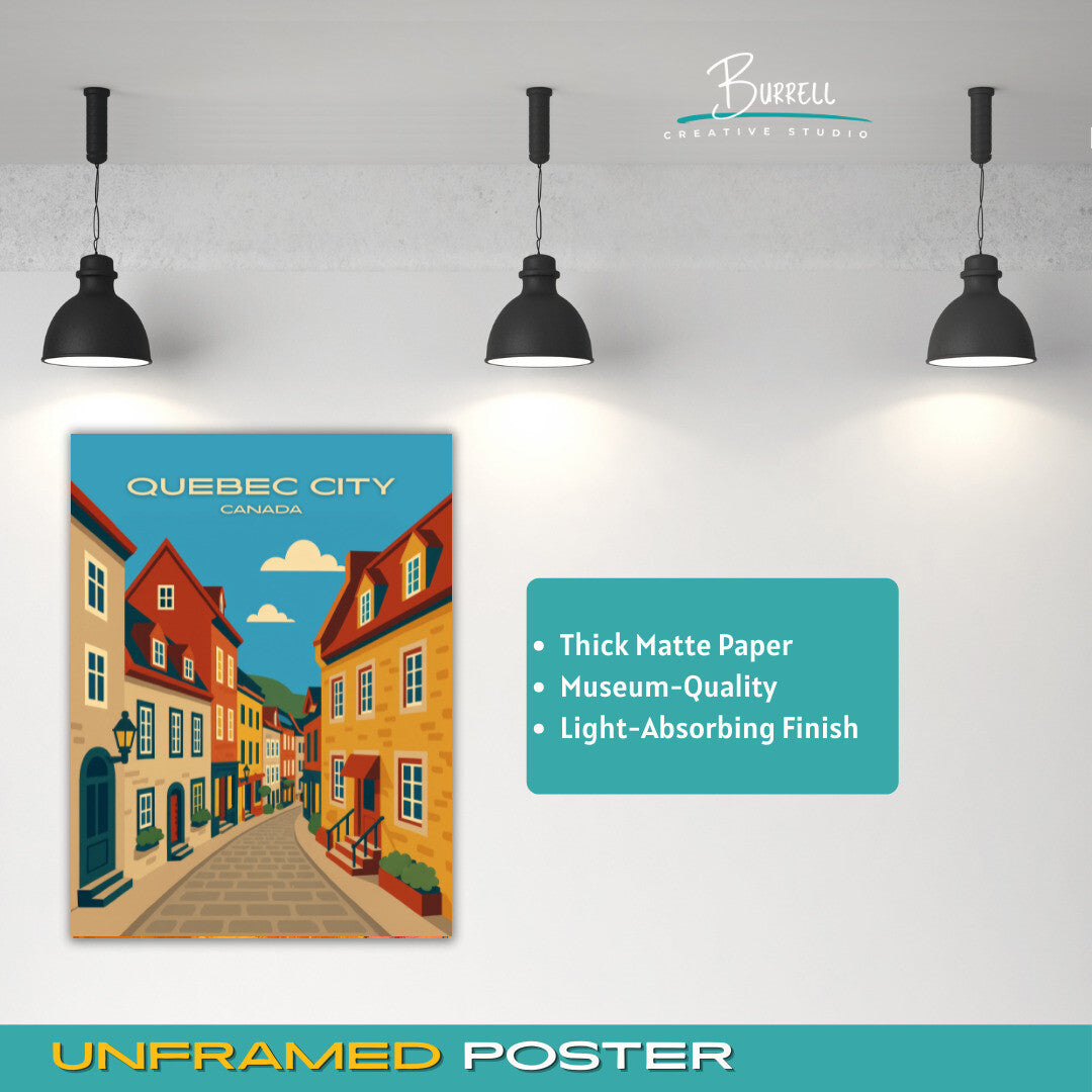 Quebec City Canada Quartier Cetit Champlain Travel Poster & Wall Art Poster Print