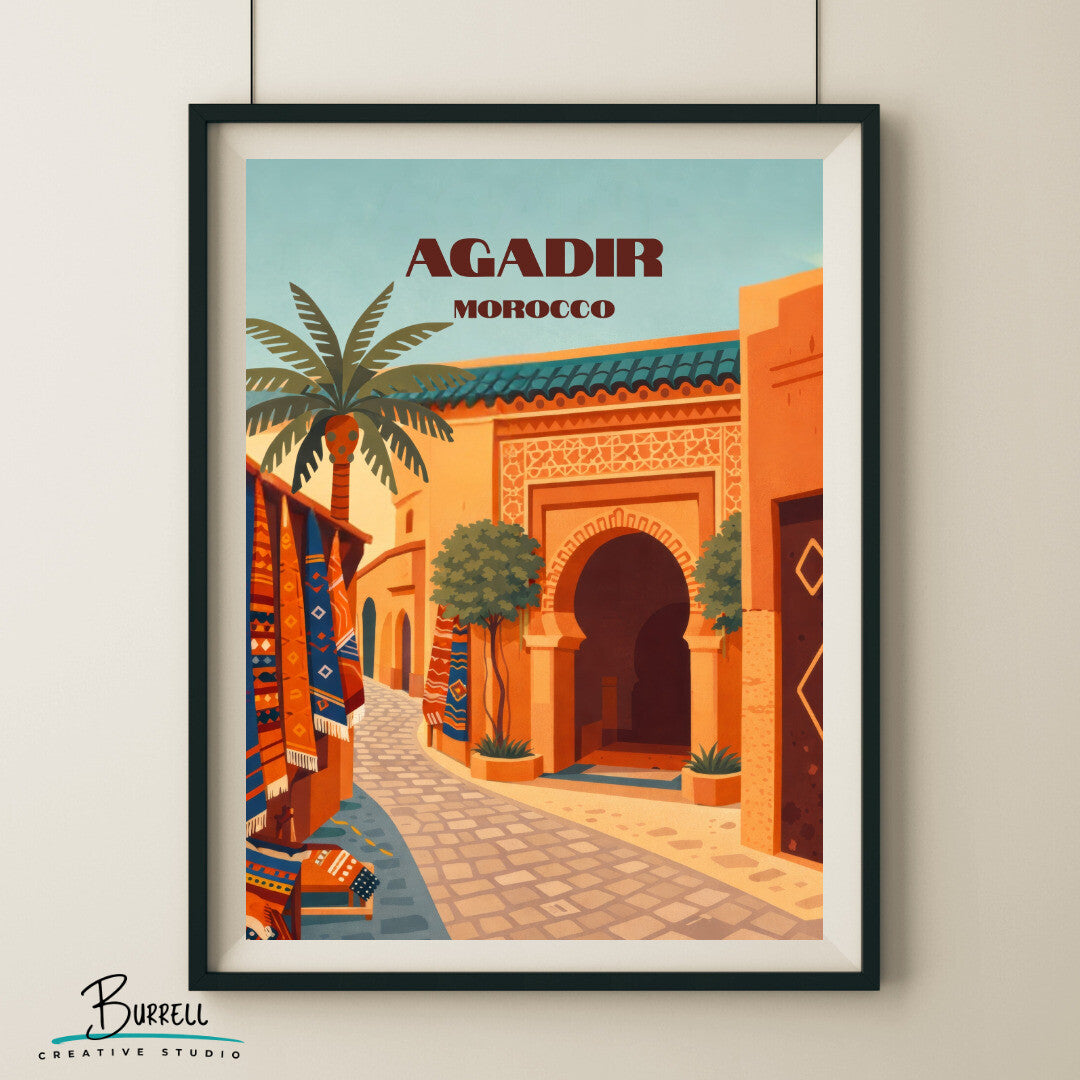 Agadir Morocco Medina Travel Poster & Wall Art Poster Print