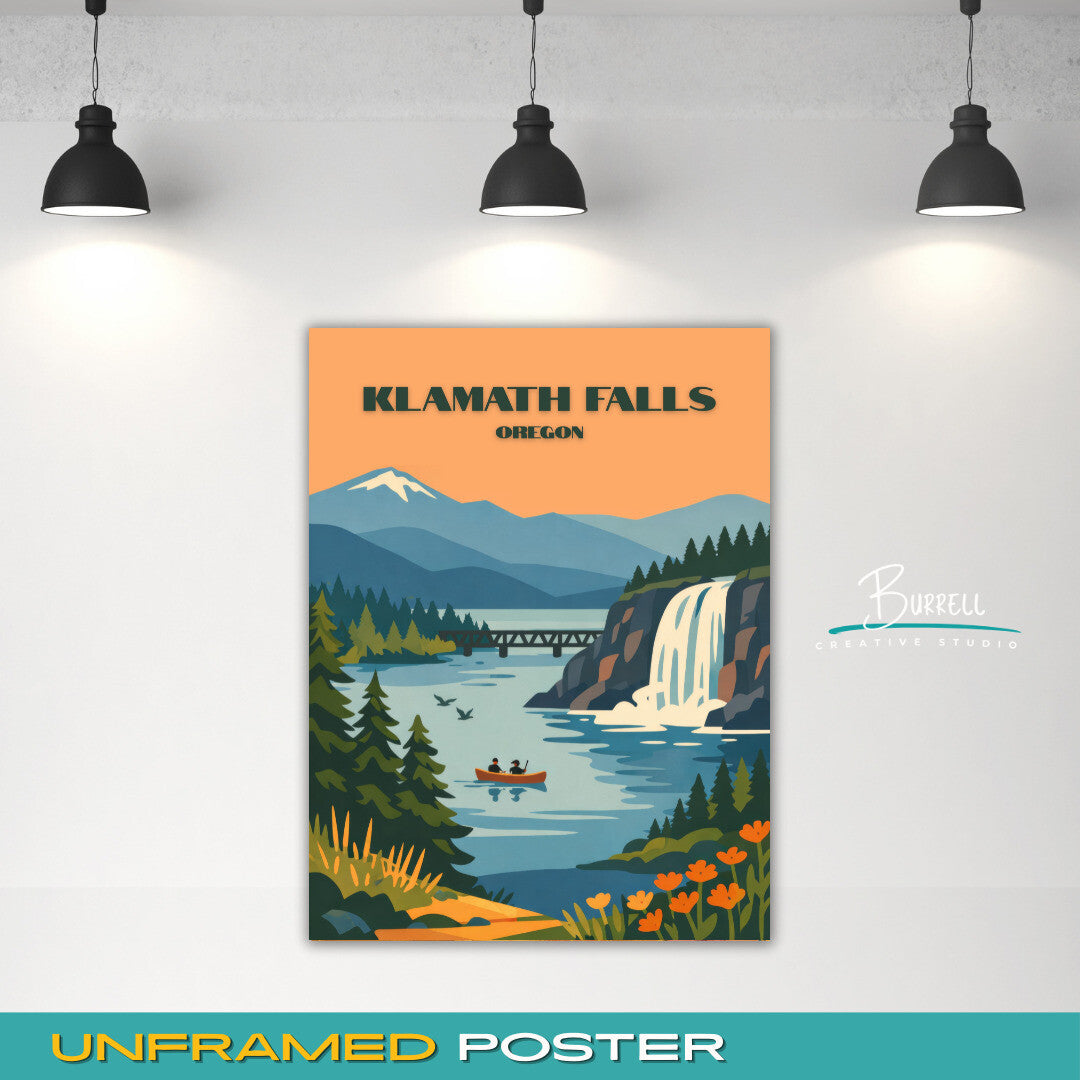 Klamath Falls Oregon Scenery Travel Poster & Wall Art Poster Print