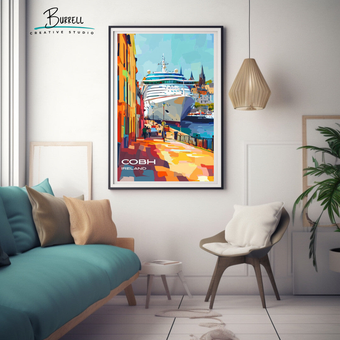 Cobh Ireland Harbor Cruise Travel Poster & Wall Art Poster Print