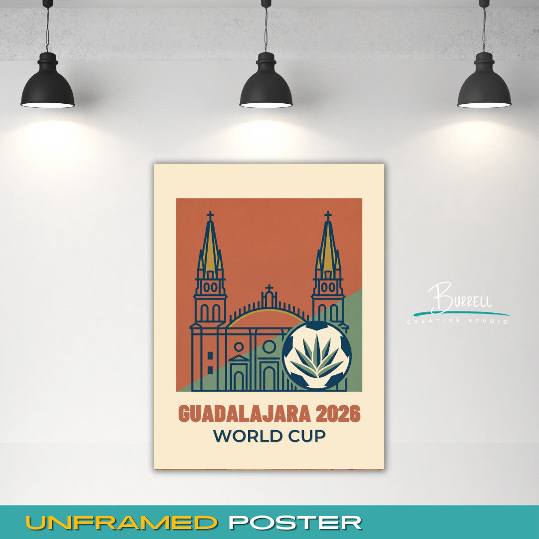 Guadalajara Mexico 2026 World Cup Mimimalist Football Posters & Wall Art Poster Print