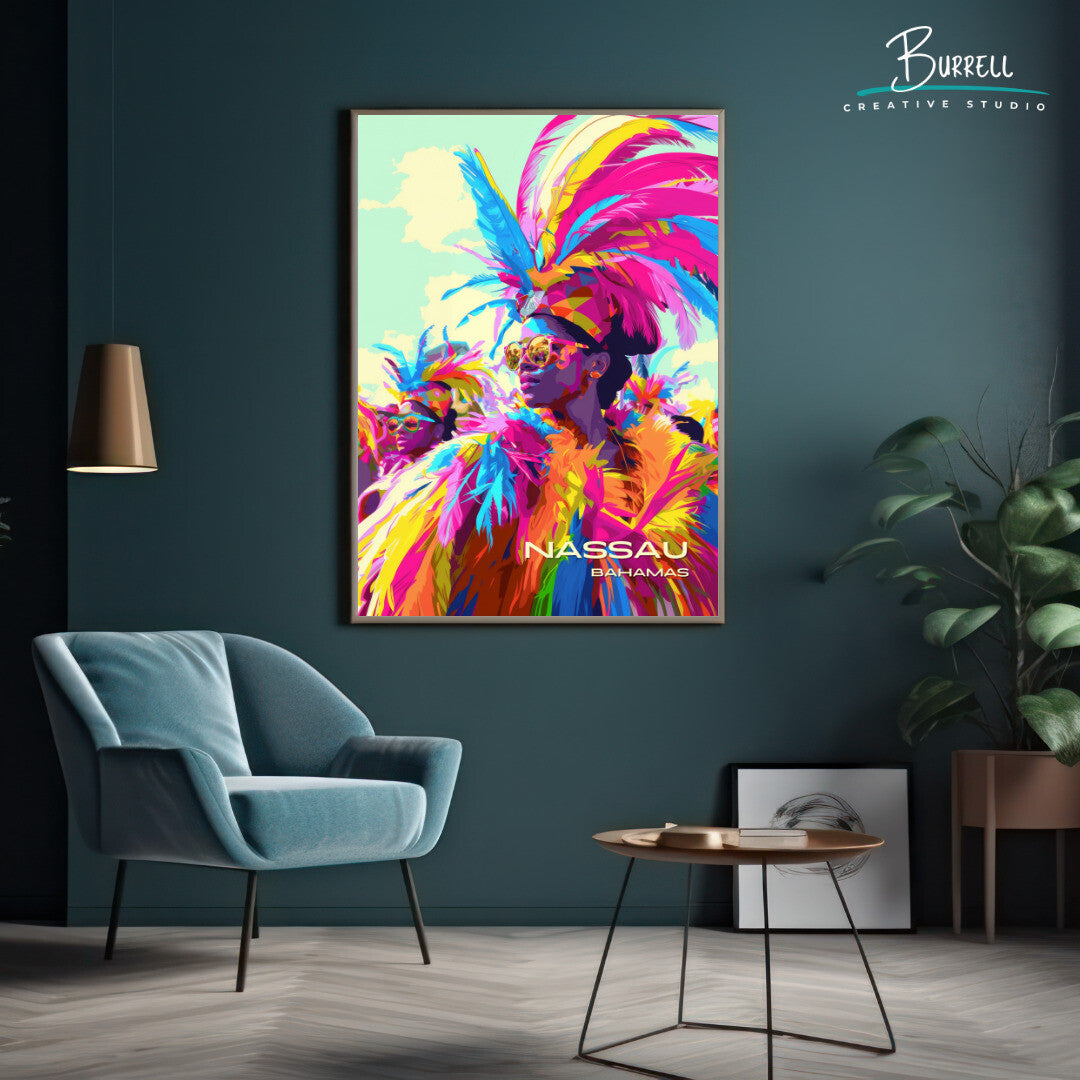 Nassau Bahamas Carnival Travel Poster & Wall Art Poster Print