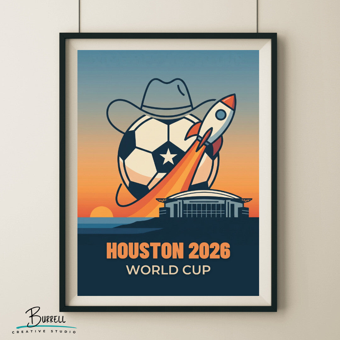 Houston United States 2026 World Cup Mimimalist Football Posters & Wall Art Poster Print