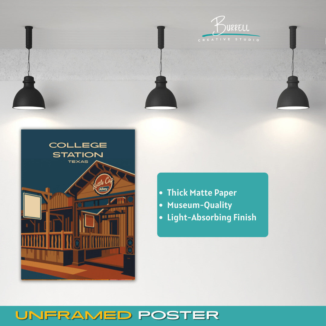 College Station Texas Dixie Chicken Travel Poster & Wall Art Poster Print