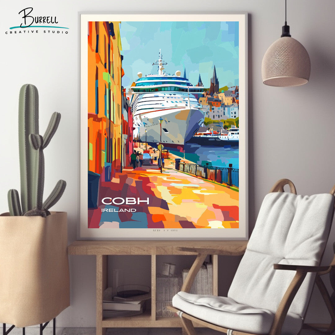 Cobh Ireland Harbor Cruise Travel Poster & Wall Art Poster Print