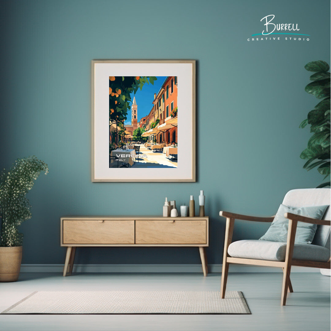 Verona Italy Piazza delle Erbe Travel Poster & Wall Art Poster Print