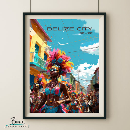 Belize City Belize Carnival Travel Poster & Wall Art Poster Print