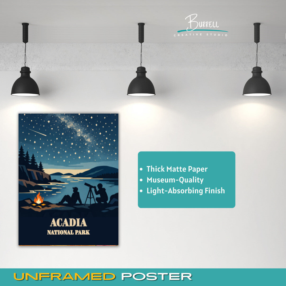 Acadia National Park Maine Night Sky Travel Posters & Wall Art Poster Print