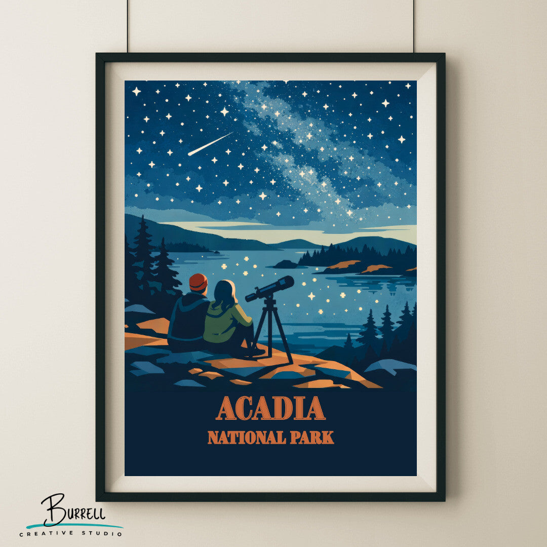 Acadia National Park Maine Star Gazing Travel Posters & Wall Art Poster Print