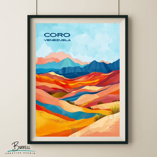 Coro Venezuela Dunes National Park Travel Poster & Wall Art Poster Print