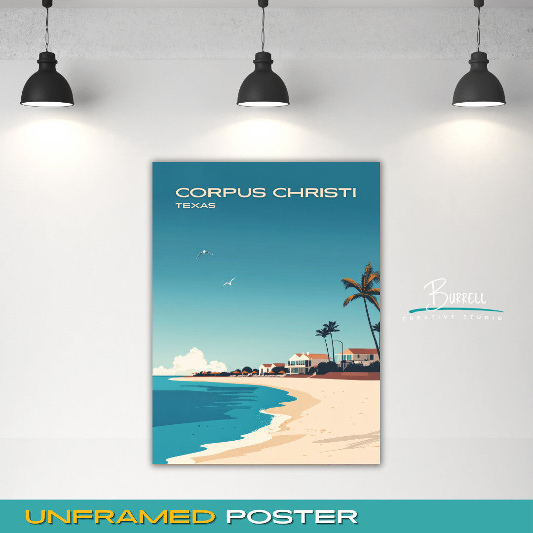 Corpus Cristi Texas Beachfront Homes Travel Poster & Wall Art Poster Print