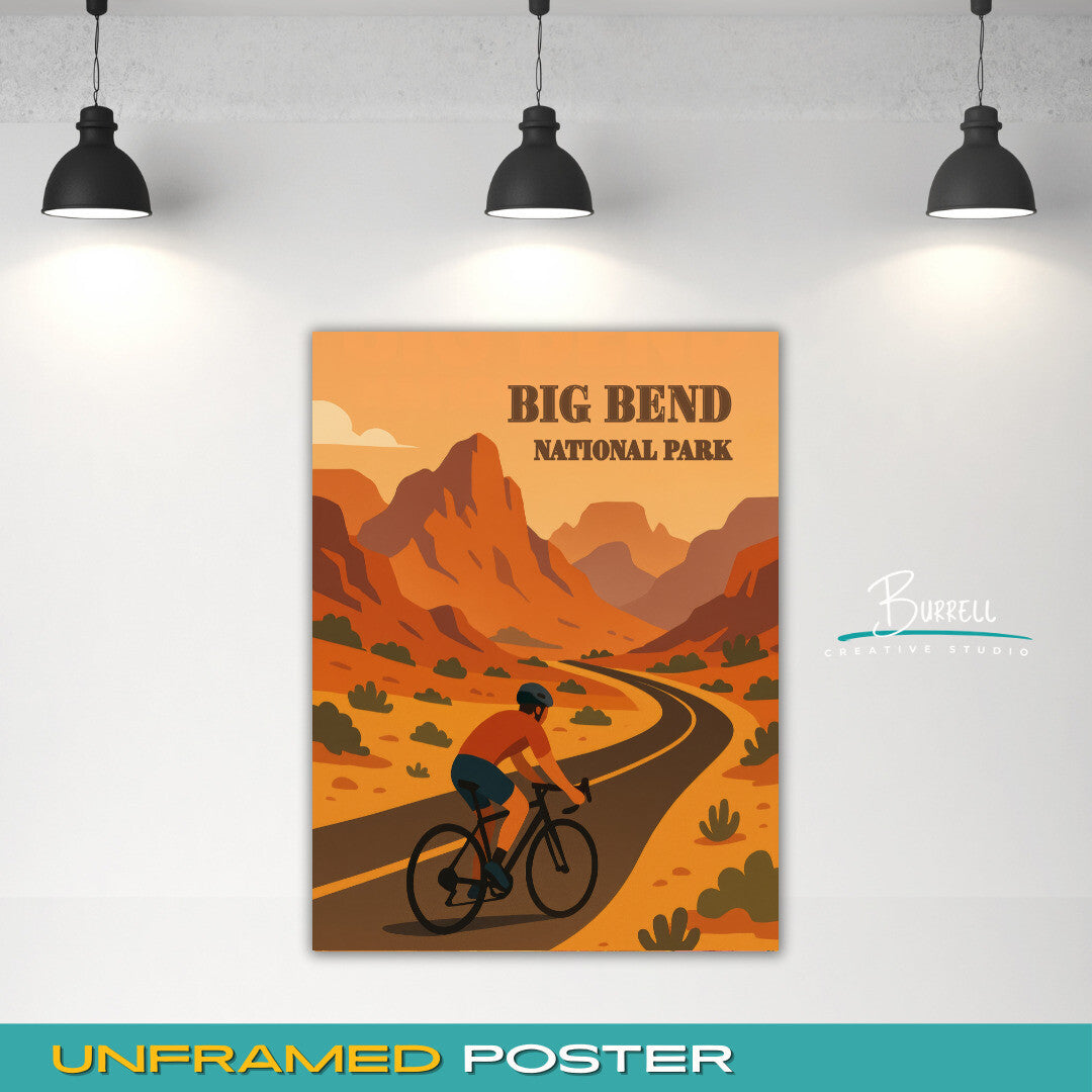 Big Bend National Park Texas Cycling Travel Posters & Wall Art Poster Print