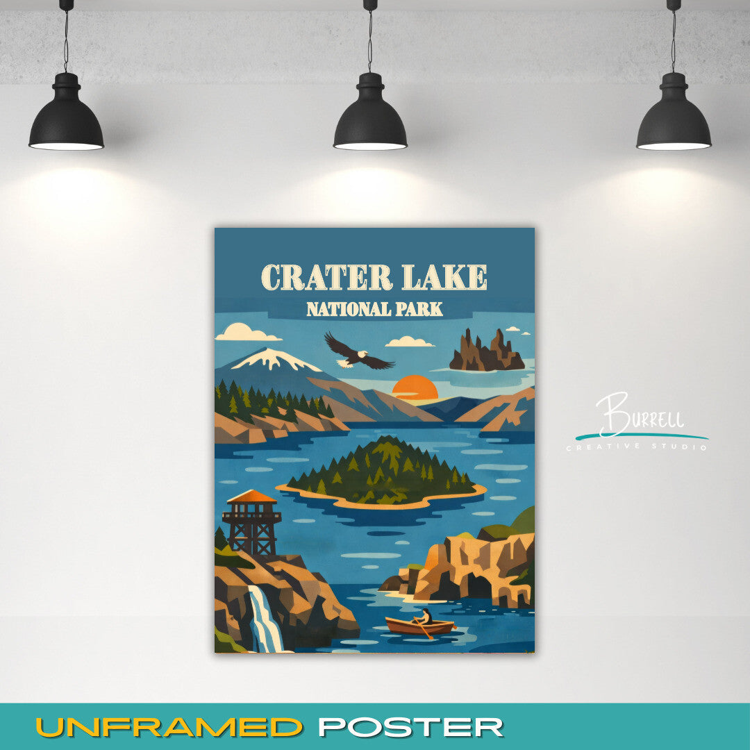 Crater Lake National Park Oregon Unique Attractions Travel Posters & Wall Art Poster Print