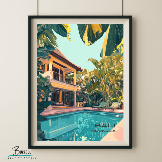 Denpasar Bali Luxury Hotel Travel Poster & Wall Art Poster Print