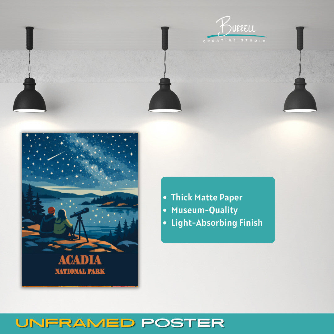 Acadia National Park Maine Star Gazing Travel Posters & Wall Art Poster Print