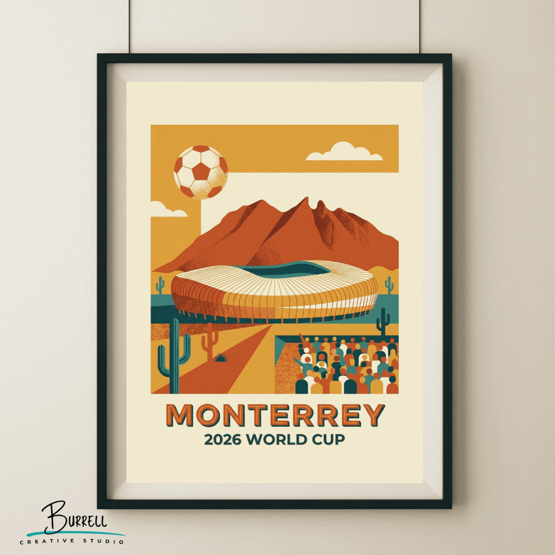 Monterrey Mexico 2026 World Cup Mimimalist Football Posters & Wall Art Poster Print
