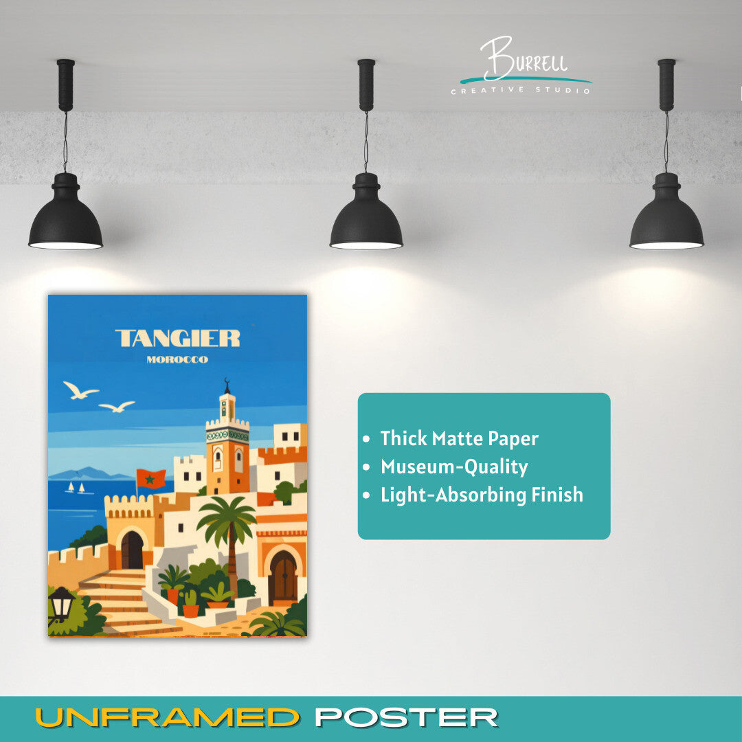 Tangier Morocco Coastal View Travel Poster & Wall Art Poster Print