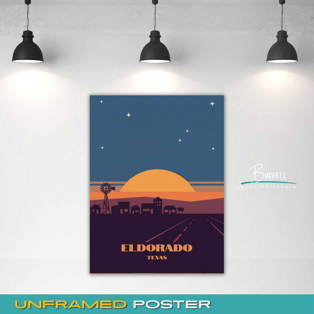 Eldorado Texas Night Charm Travel Posters & Wall Art Poster Print