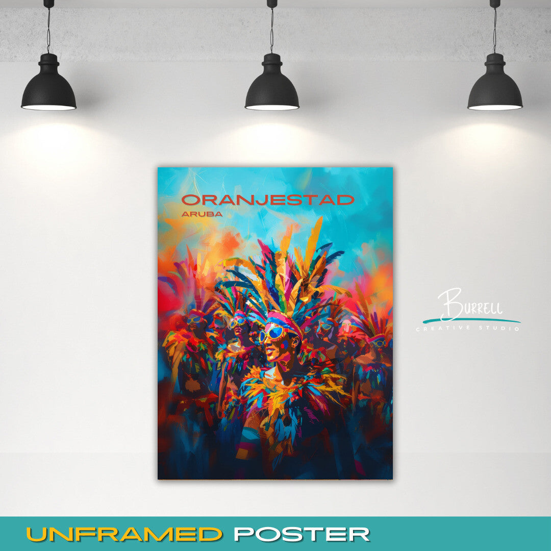 Oranjestad Aruba Grand Carnival Parade Travel Poster & Wall Art Poster Print