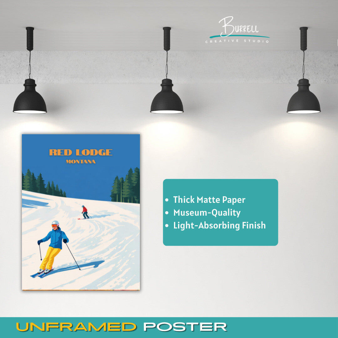 Red Lodge Montana Mountain Skiing Travel Posters & Wall Art Poster Print