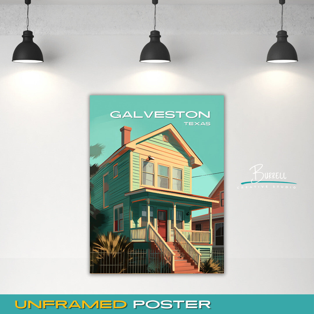 Galveston Texas Local Home Travel Poster & Wall Art Poster Print