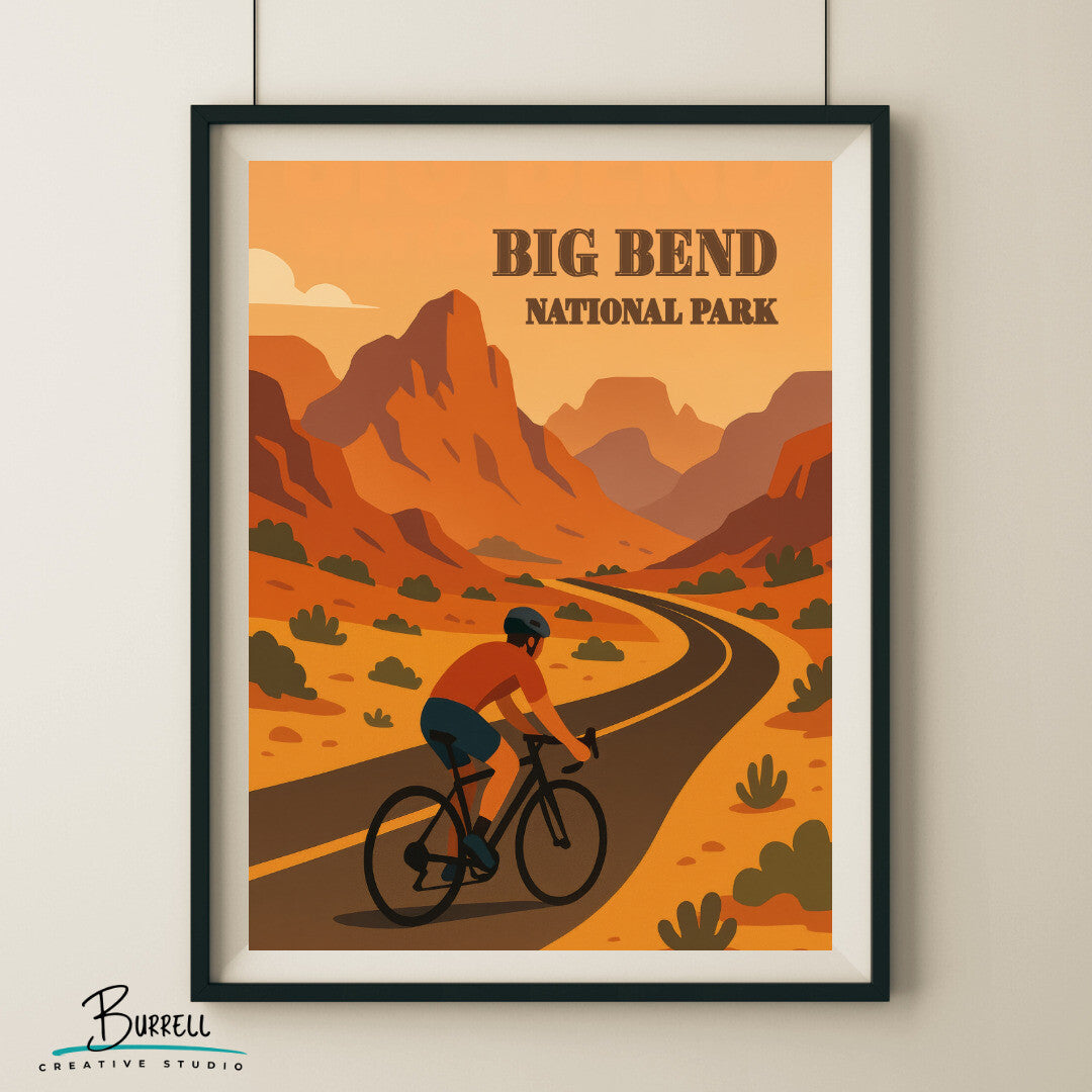 Big Bend National Park Texas Cycling Travel Posters & Wall Art Poster Print