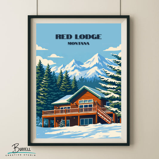 Red Lodge Montana Mountain Scenery Travel Posters & Wall Art Poster Print