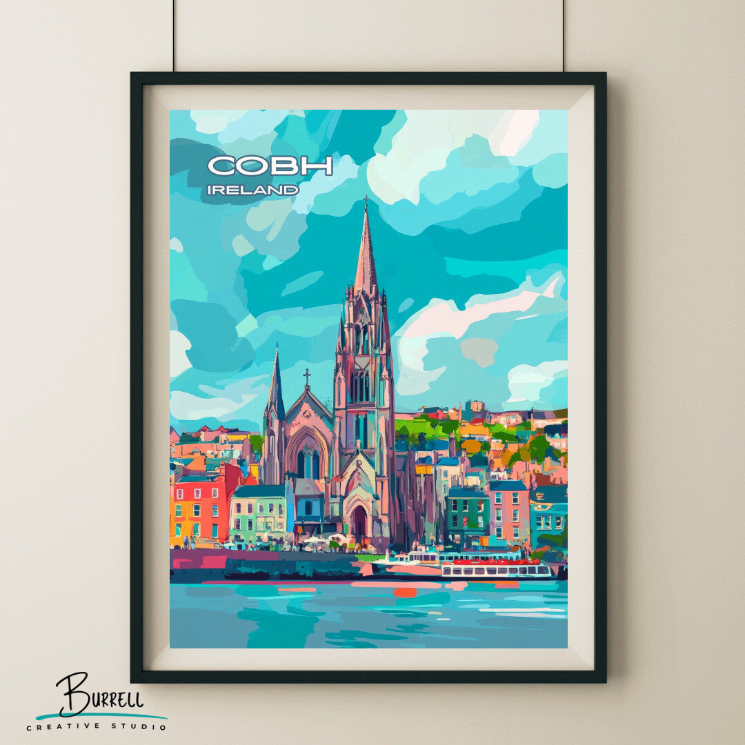 Cobh Ireland St. Colman Cathedral Travel Poster & Wall Art Poster Print