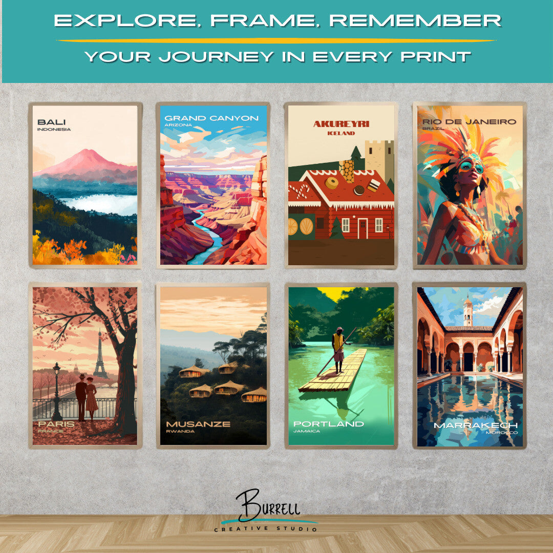 Akureyri Iceland Christmas House Travel Poster & Wall Art Poster Print