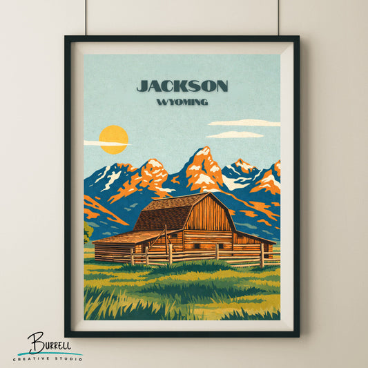 Jackson Wyoming Historic John Moulton Barn Travel Posters & Wall Art Poster Print