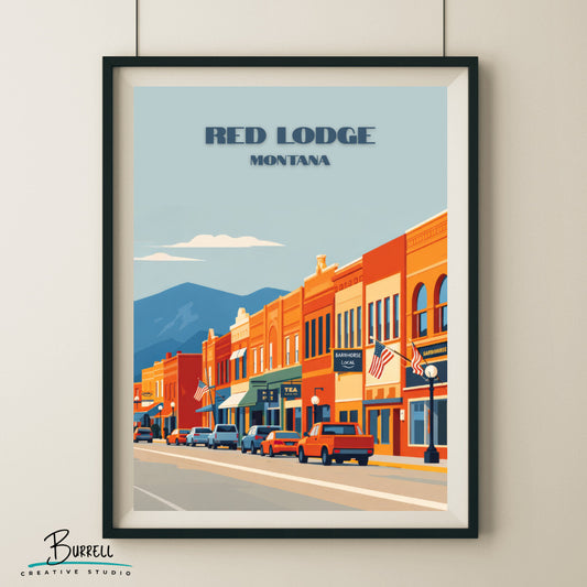 Red Lodge Montana Downtown Travel Posters & Wall Art Poster Print