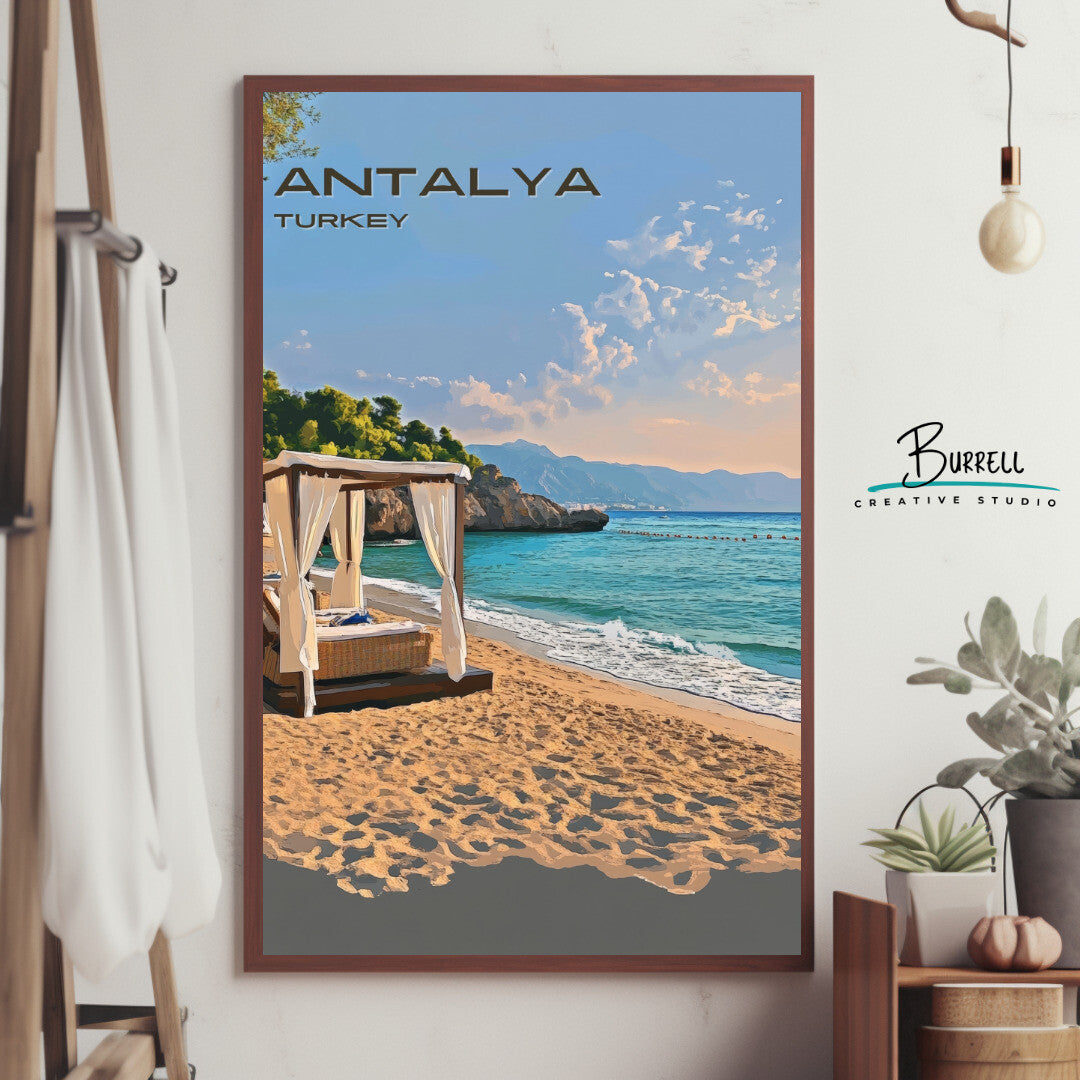 Antalya Türkiye Lara Beach Travel Poster & Wall Art Poster Print