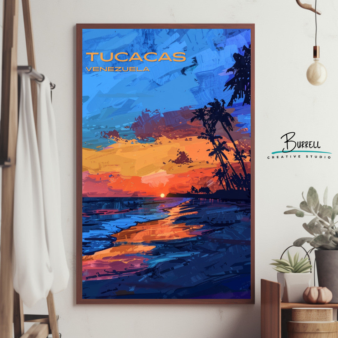 Tucacas Venezuela Coastal Sunset Travel Poster & Wall Art Poster Print