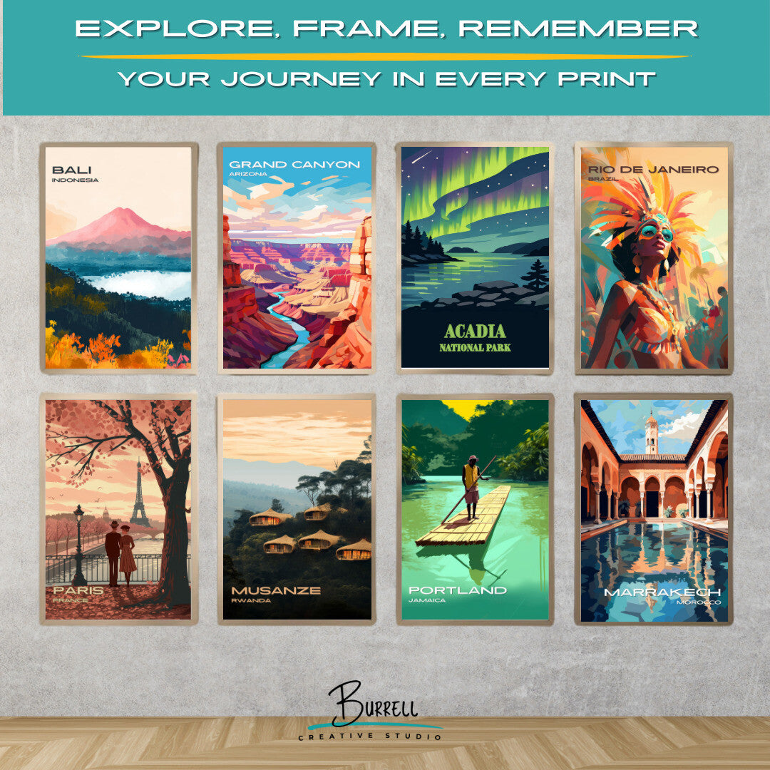Acadia National Park Maine Northern Lights Travel Posters & Wall Art Poster Print
