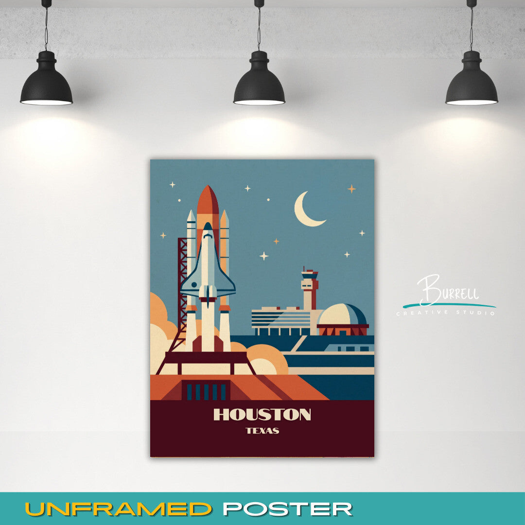 Houston Texas Space Center Travel Posters & Wall Art Poster Print