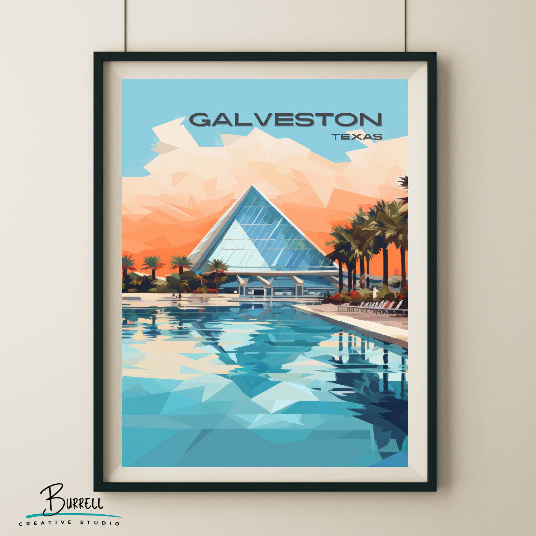 Galveston Texas Moody Gardens Travel Poster & Wall Art Poster Print