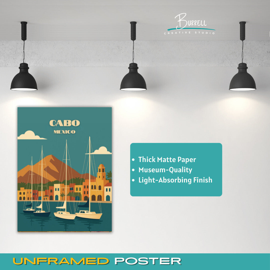 Cabo Mexico Marina Travel Poster & Wall Art Poster Print