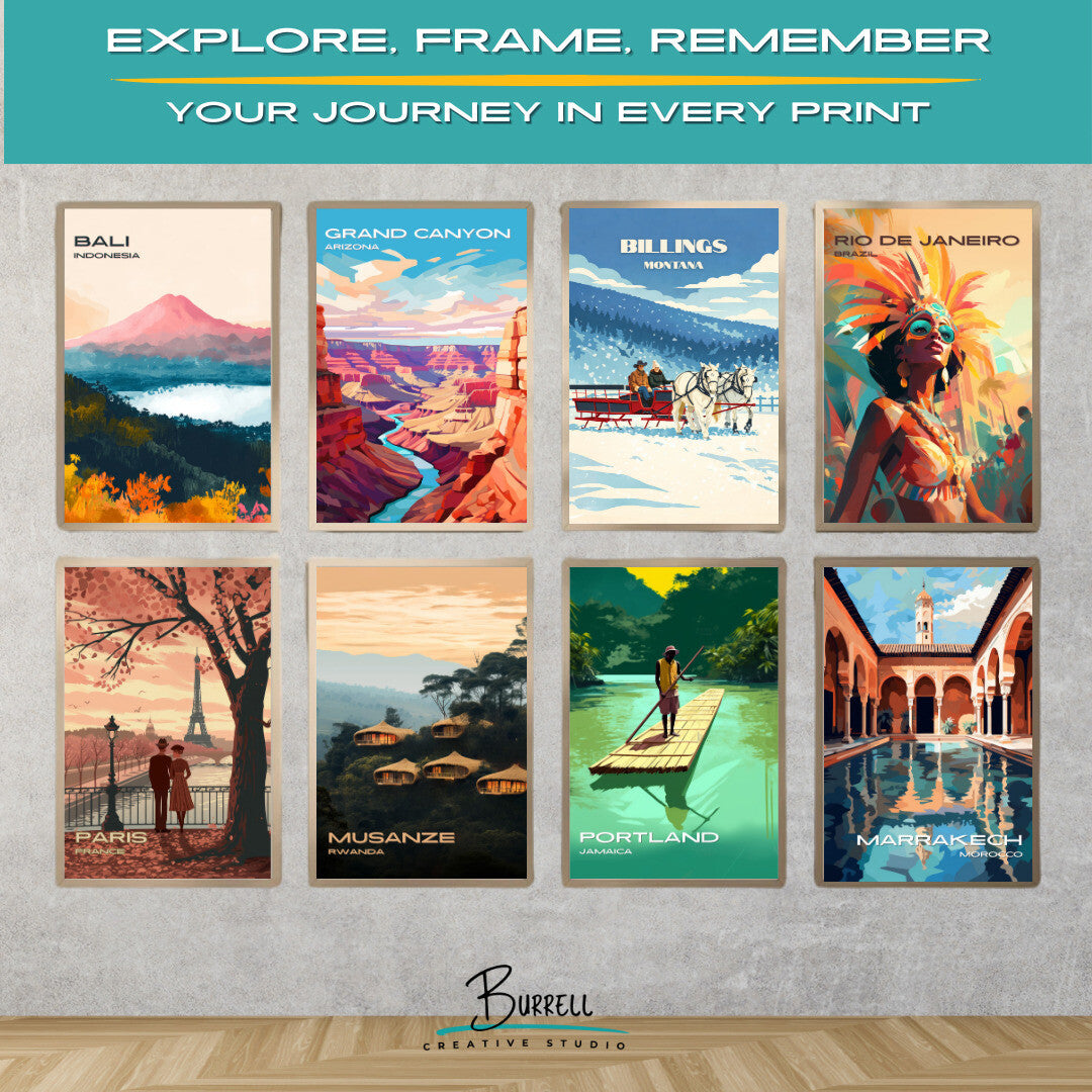 Billings Montana Winter Horse Sleigh Rides Travel Posters & Wall Art Poster Print