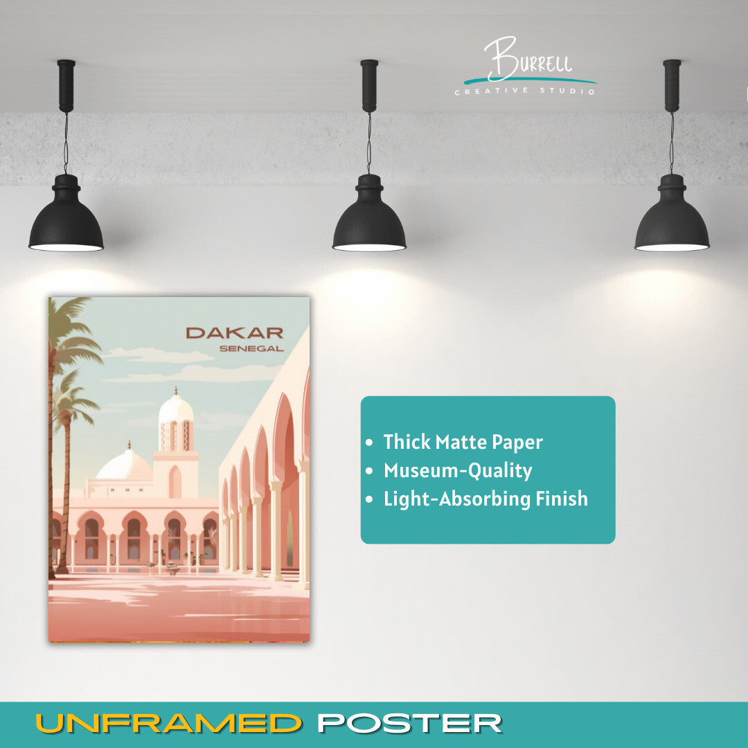 Dakar Senegal Grand Mosque Travel Poster & Wall Art Poster Print