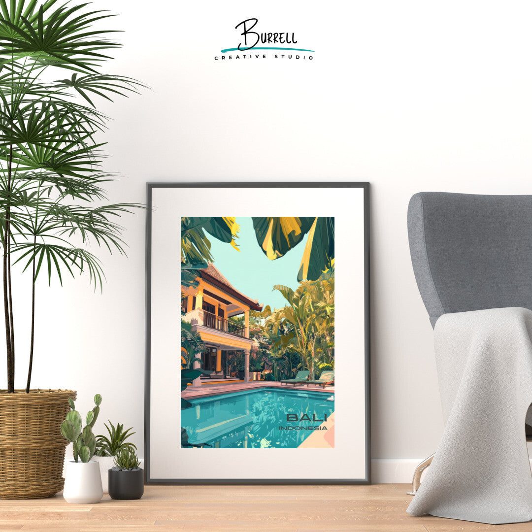 Denpasar Bali Luxury Hotel Travel Poster & Wall Art Poster Print