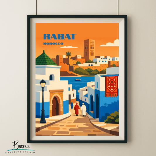 Rabat Morocco Medina Travel Poster & Wall Art Poster Print