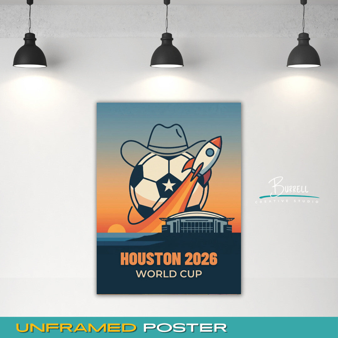 Houston United States 2026 World Cup Mimimalist Football Posters & Wall Art Poster Print