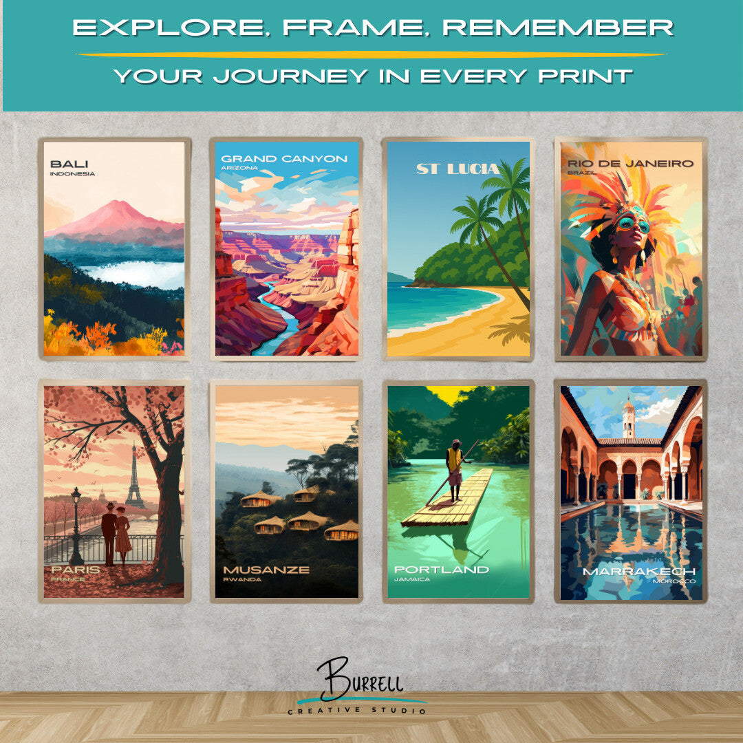 Soufrière St Lucia Anse Mamin Beach Travel Poster & Wall Art Poster Print