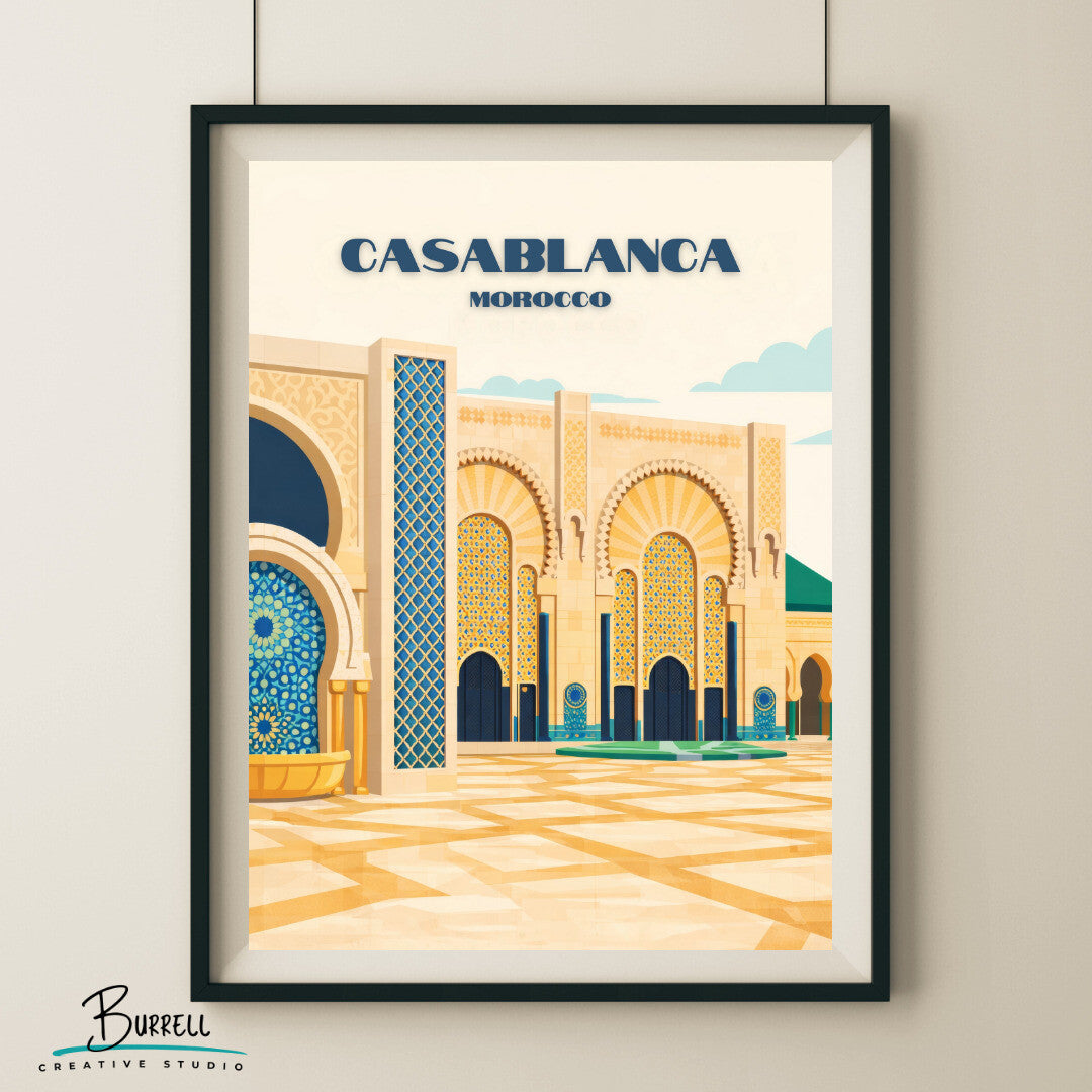 Casablanca Morocco Local Architecture Travel Poster & Wall Art Poster Print