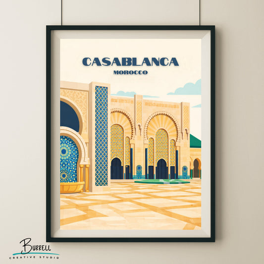 Casablanca Morocco Local Architecture Travel Poster & Wall Art Poster Print