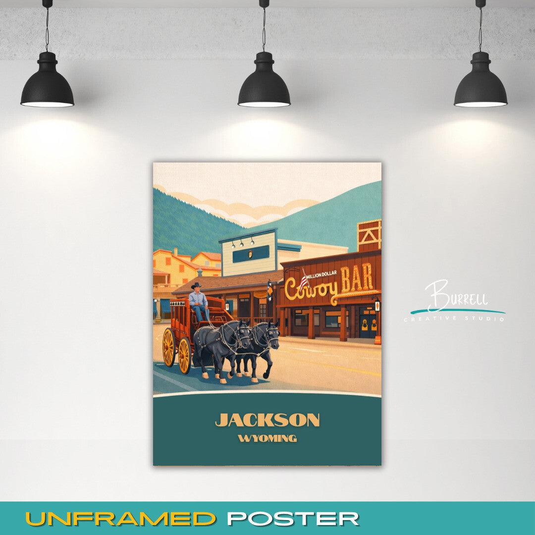 Jackson Wyoming Downtown Tour Travel Posters & Wall Art Poster Print